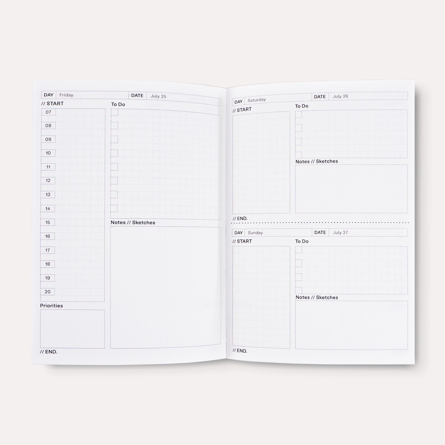 Shadow Brush Undated Daily Planner Book