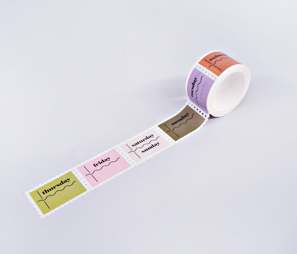 The Completist Squiggle Days of the Week Stamp Washi Tape