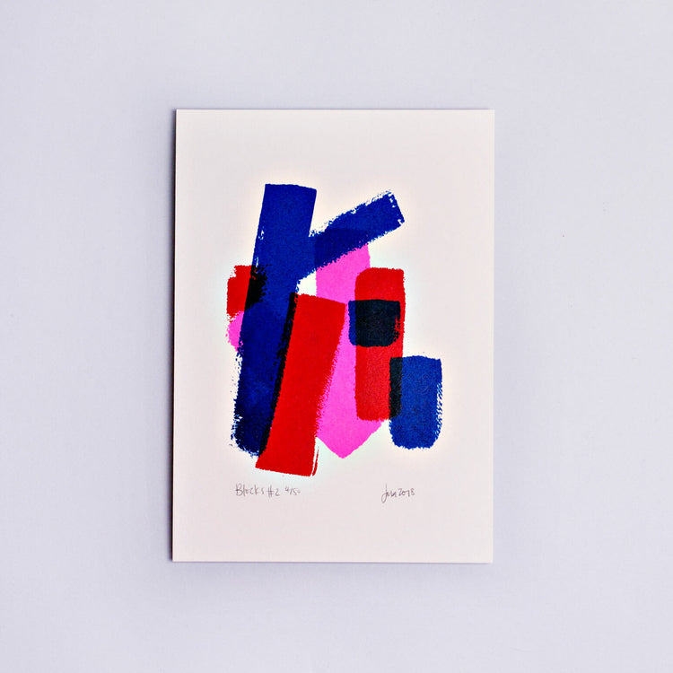 The Completist neon block shapes screen print