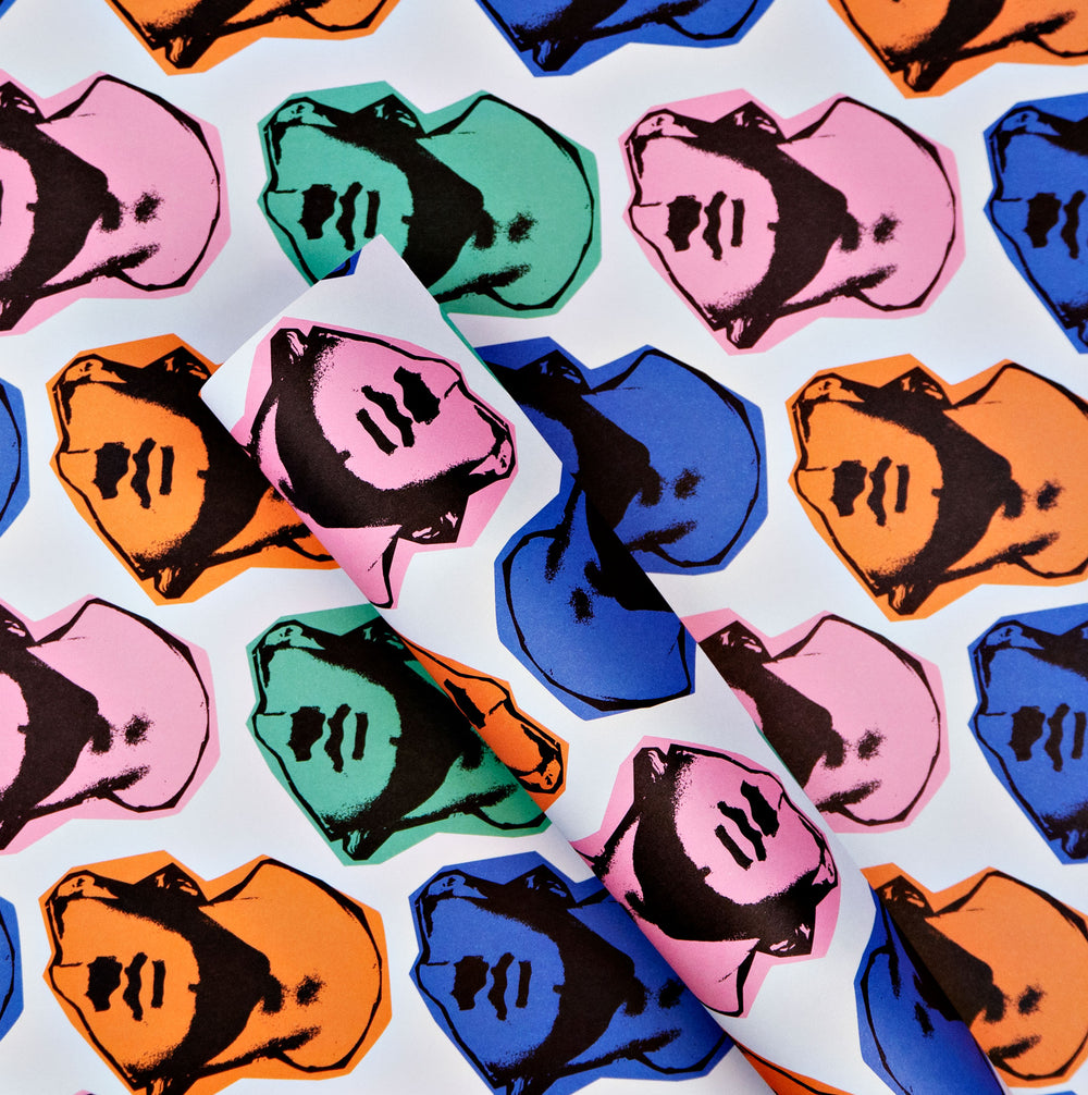 The Completist pop art print face gift wrap