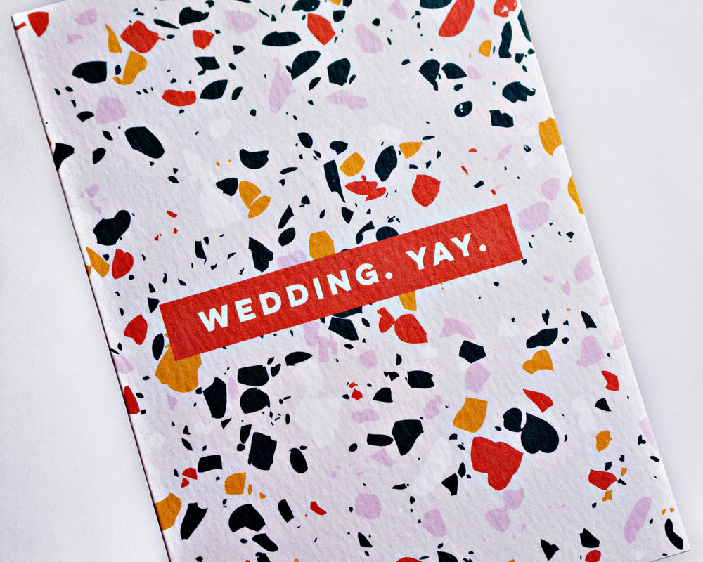 The Completist terrazzo wedding yay card