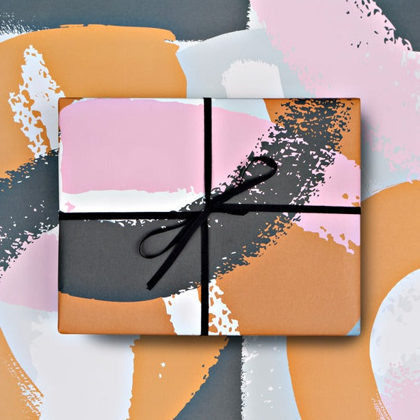 The Completist Pink Mustard Swirls Gift Wrap