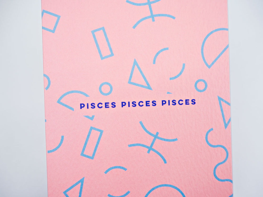 The Completist memphis Pisces astrology birthday card