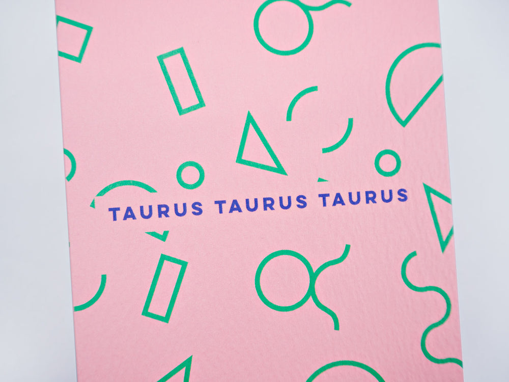 The Completist Memphis Taurus astrology birthday card