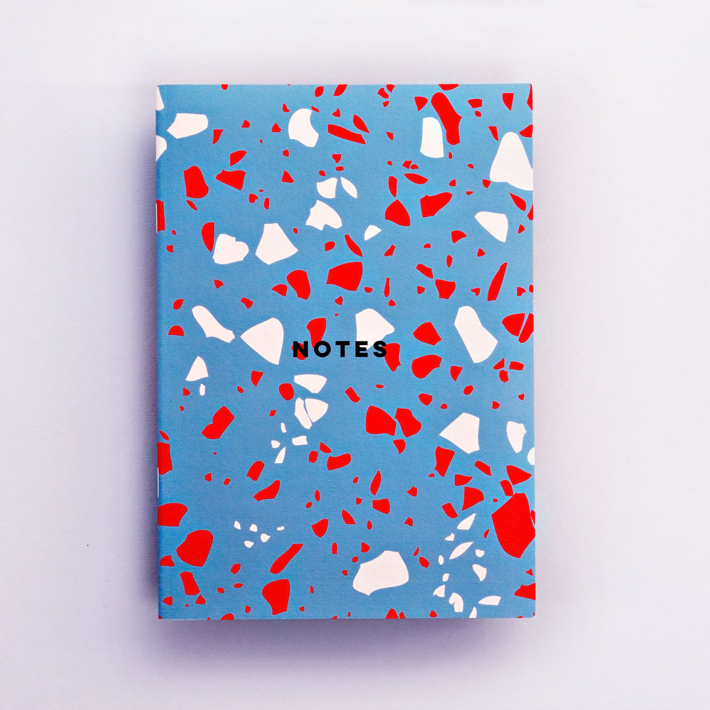 The Completist blue terrazzo notebook
