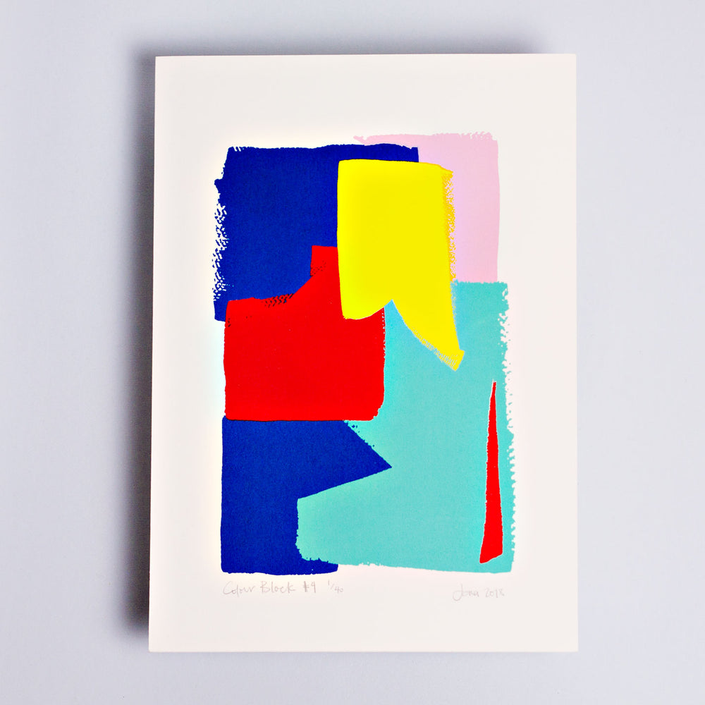The Completist primary colour brush colour block screen print