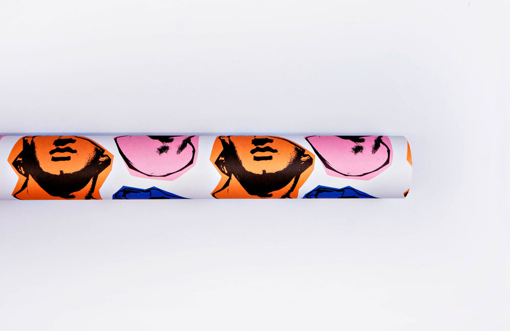 The Completist pop art print face gift wrap