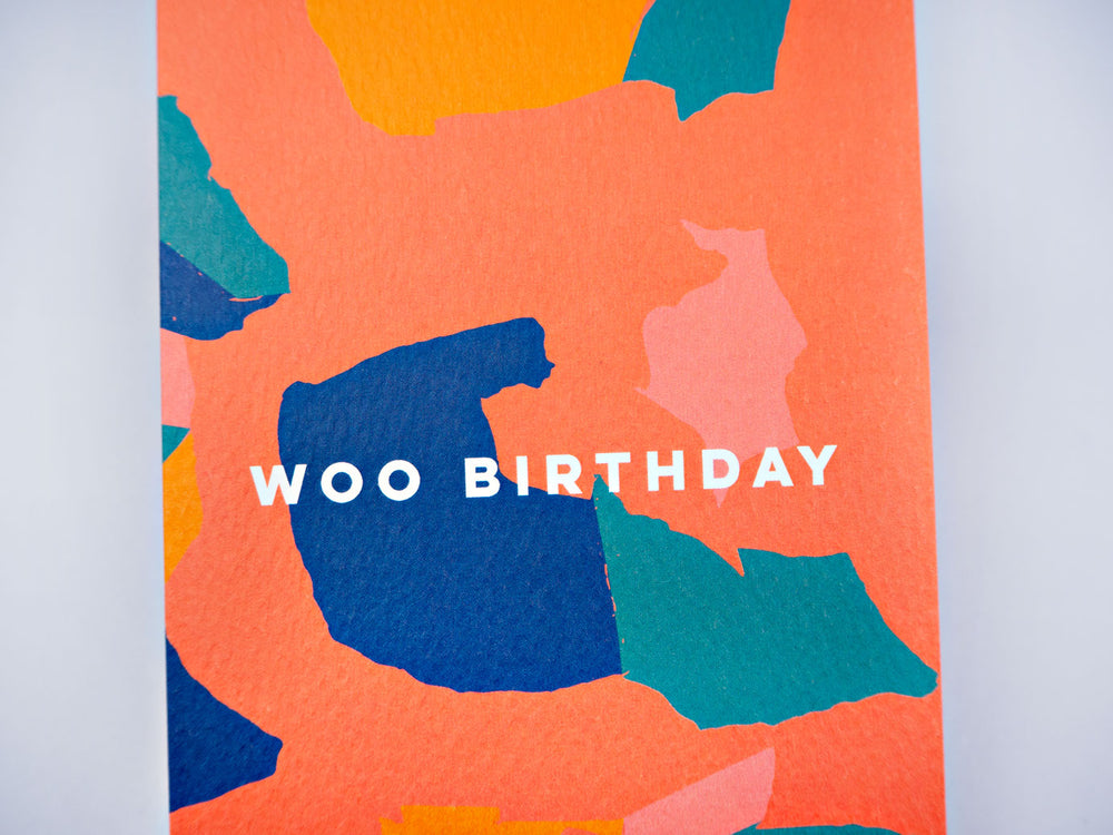 The Completist camo collage woo birthday card