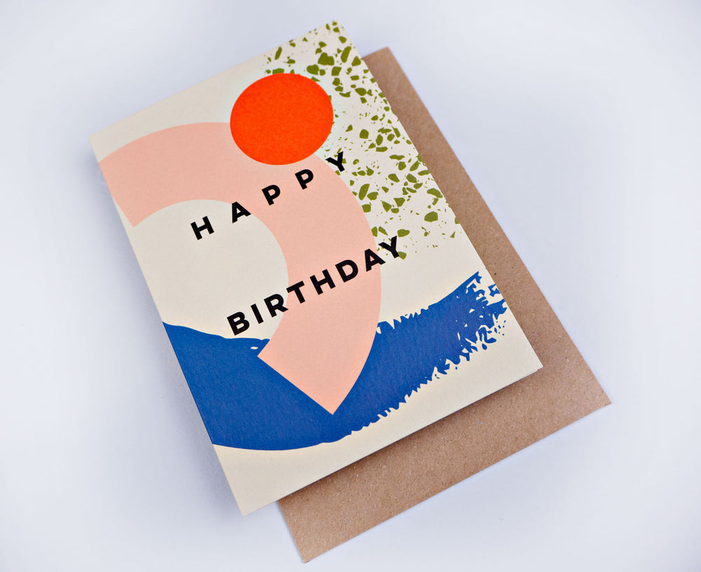 The Completist Memphis brush birthday card