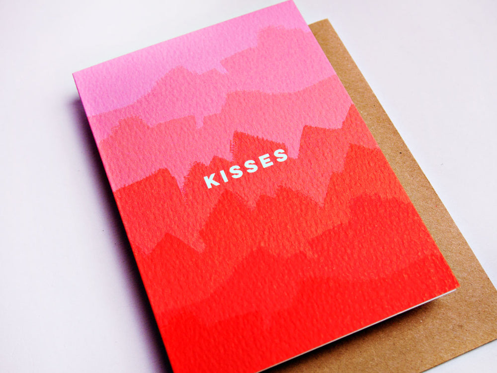 The Completist pink kisses love card