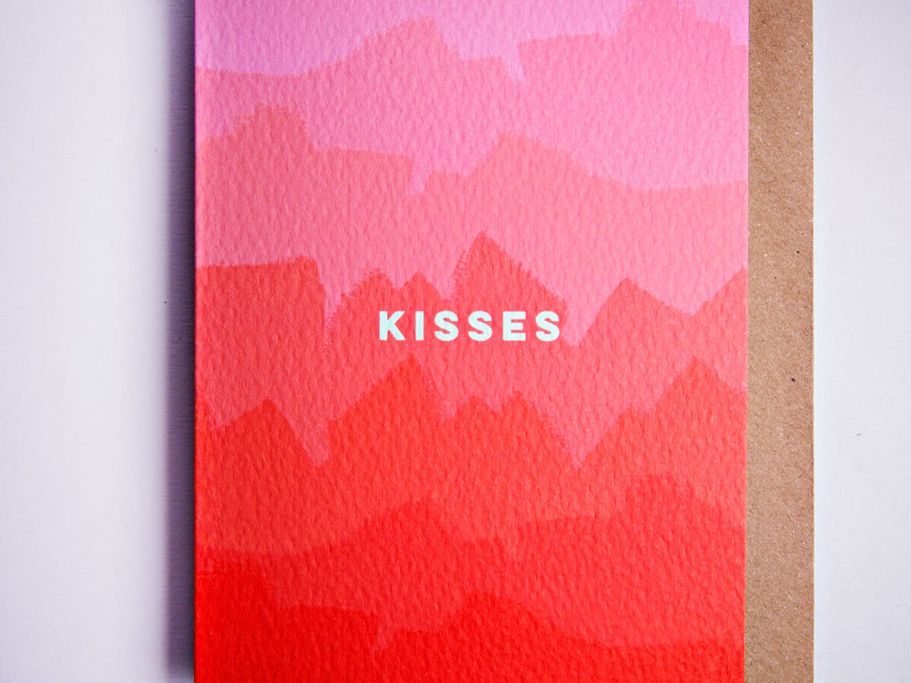 The Completist pink kisses love card