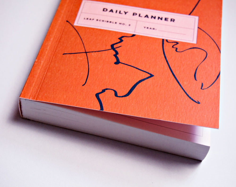 The Completist orange leaf scribble undated daily planner