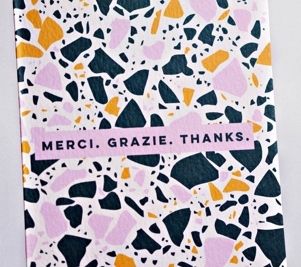 The Completist merci grazie thank you card