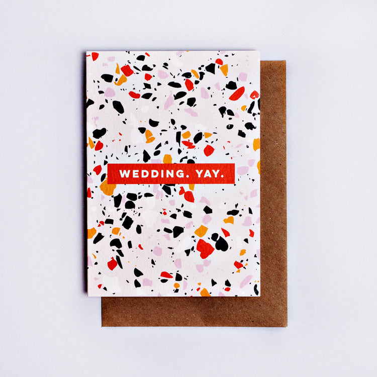 The Completist terrazzo wedding yay card