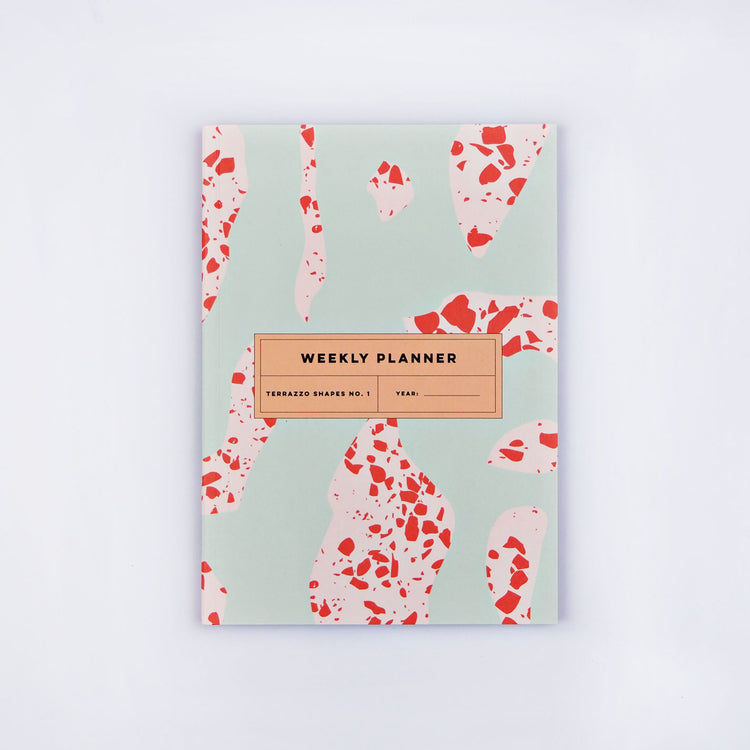 The Completist green terrazzo shapes undated weekly planner