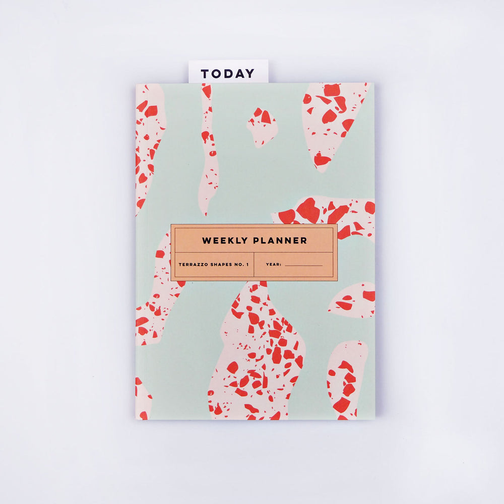 The Completist green terrazzo shapes undated weekly planner