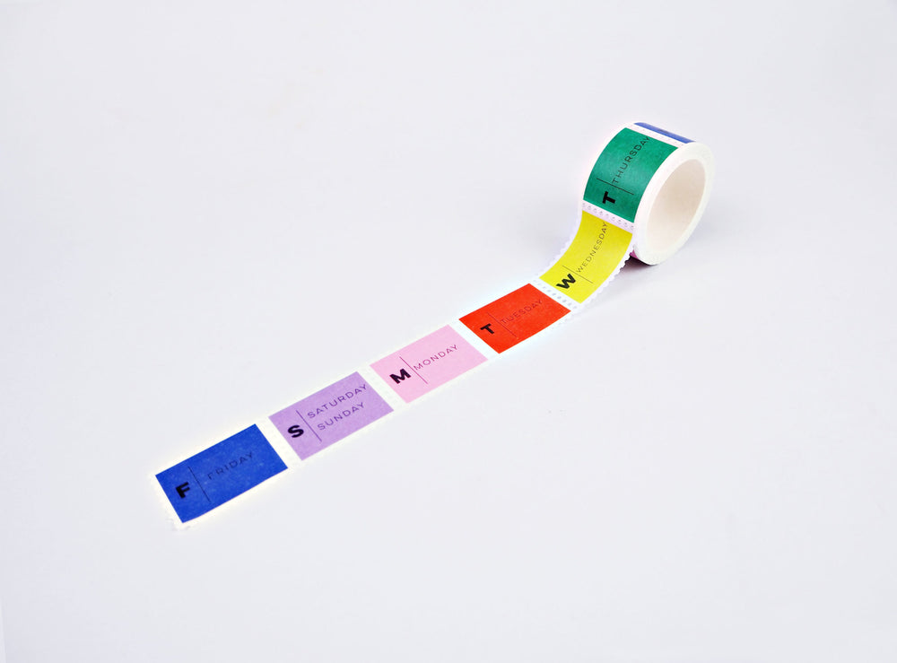 The Completist primary days of the week stamp washi tape