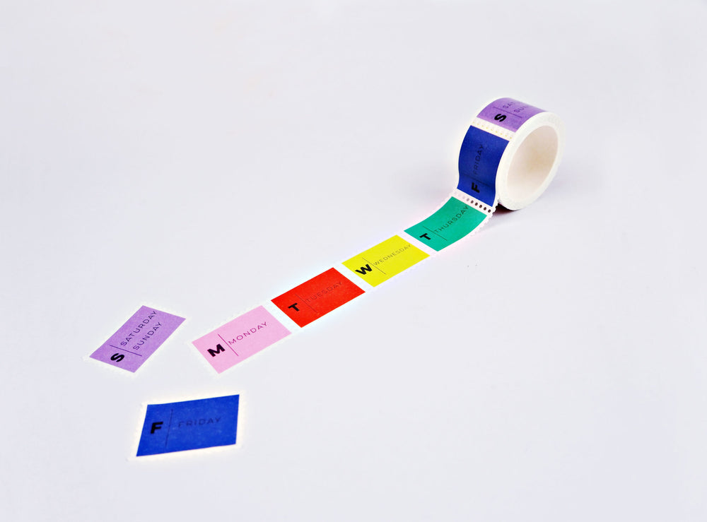 The Completist primary days of the week stamp washi tape